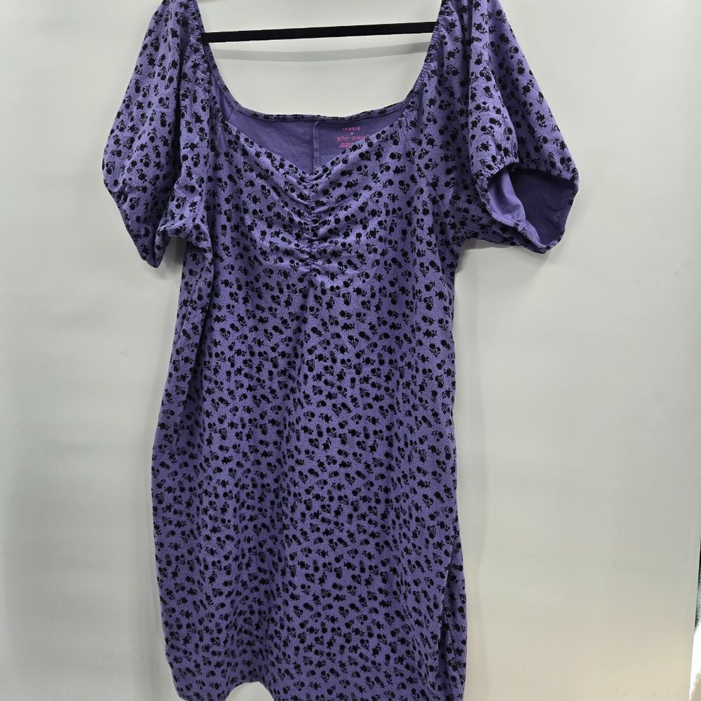 torrid Lavender Mini Dress with Black Floral Print
